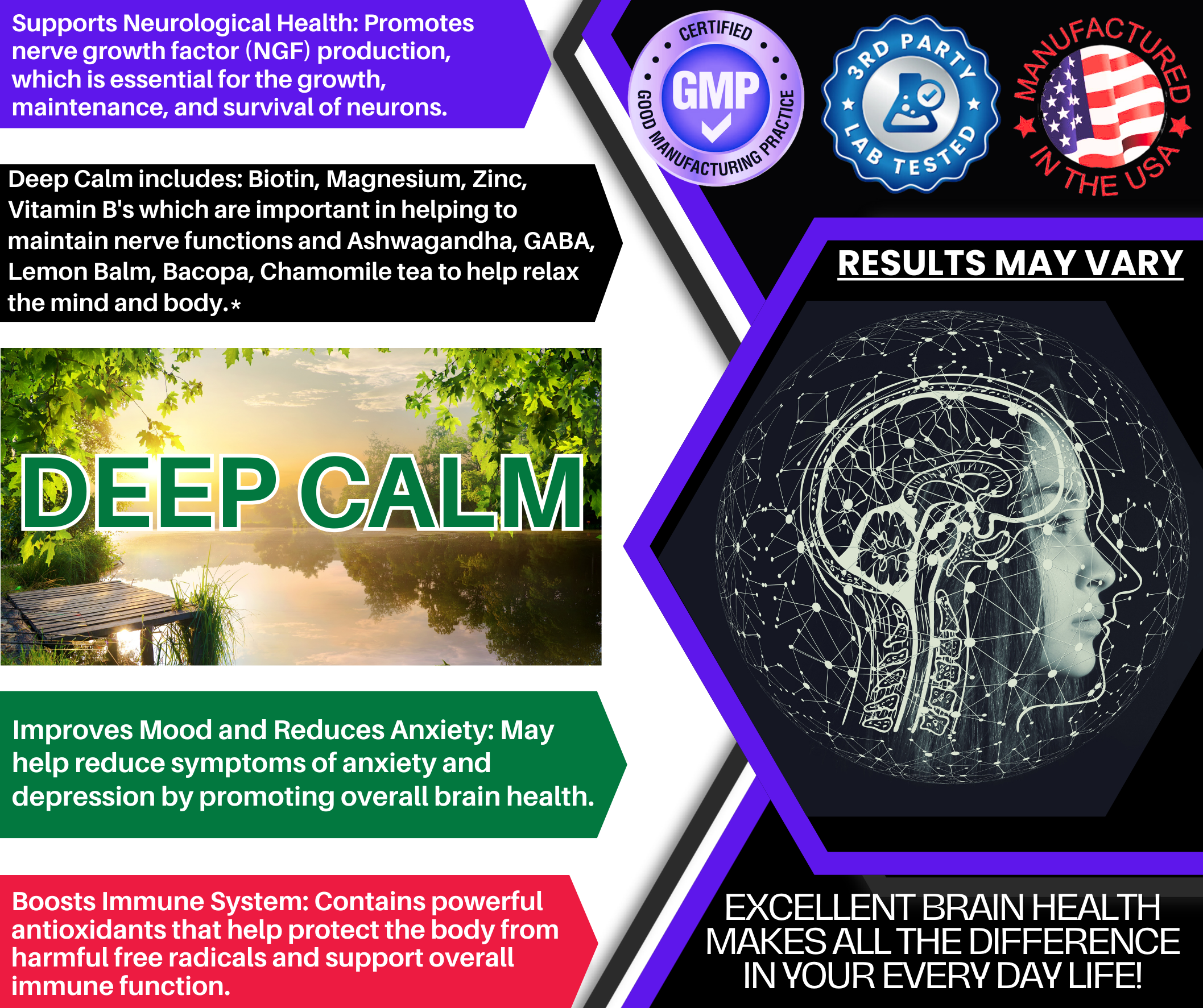 Deep Calm - Anxiety Relief Supplement - 60 Capsules