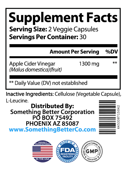 Apple Cidar Vinegar Supplement - 60 Capsules