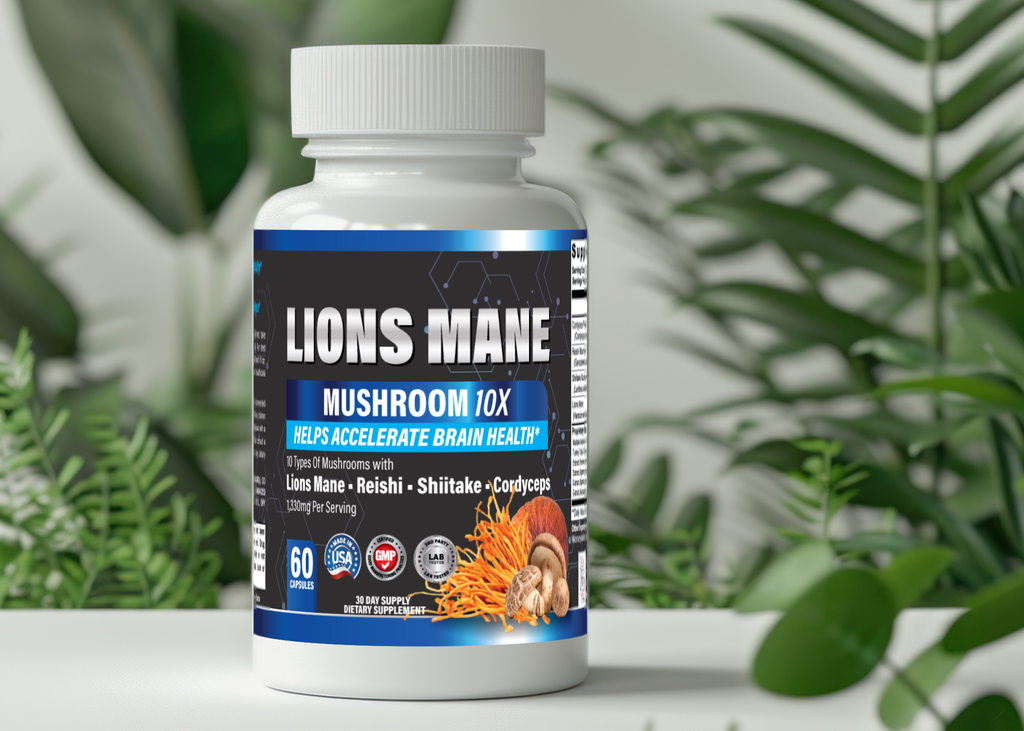 Lion's Mane Mushroom Supplement + Reishi Extract, Shiitake Extract Mushrooms, A Perfect Proprietary Blend