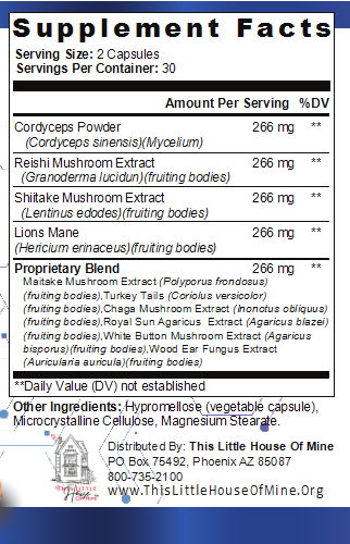 Lion's Mane Mushroom Supplement + Reishi Extract, Shiitake Extract Mushrooms, A Perfect Proprietary Blend