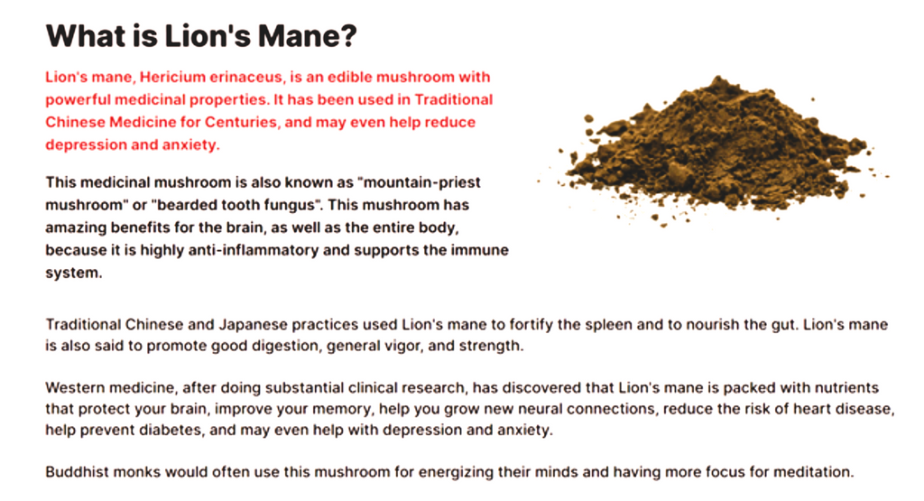 Lion's Mane Mushroom Supplement + Reishi Extract, Shiitake Extract Mushrooms, A Perfect Proprietary Blend